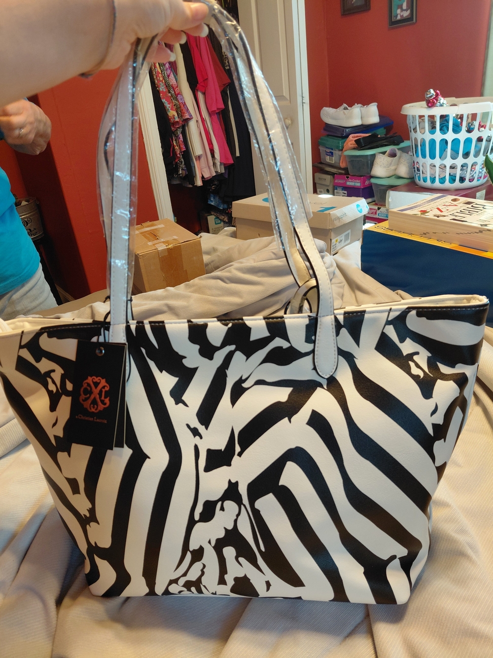 Christian Lacroix Black and White Zebra-Print Tote